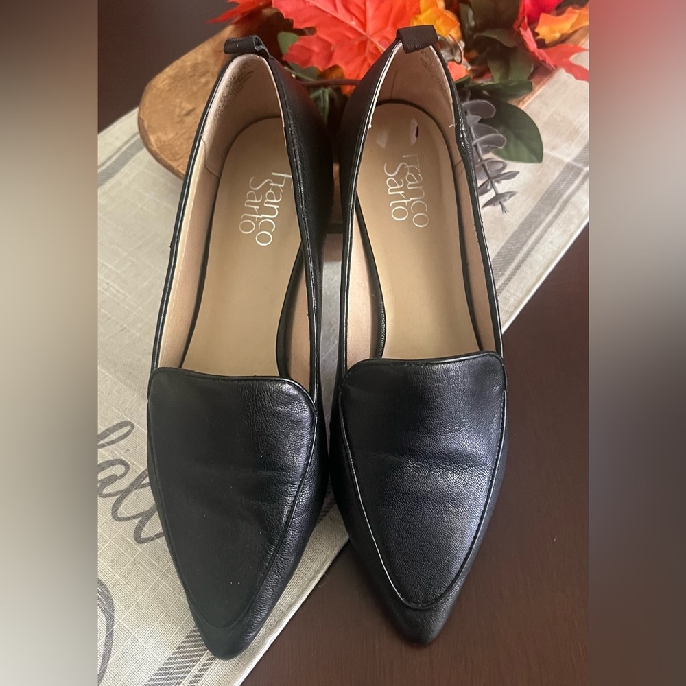FRANCO SARTO Studio Women's Pointed Toe Flats Loafers Black Leather Size 8